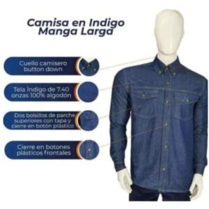 camisa en indigo manga larga