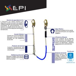 Eslinga de posicionamiento y restricción en cuerda graduable